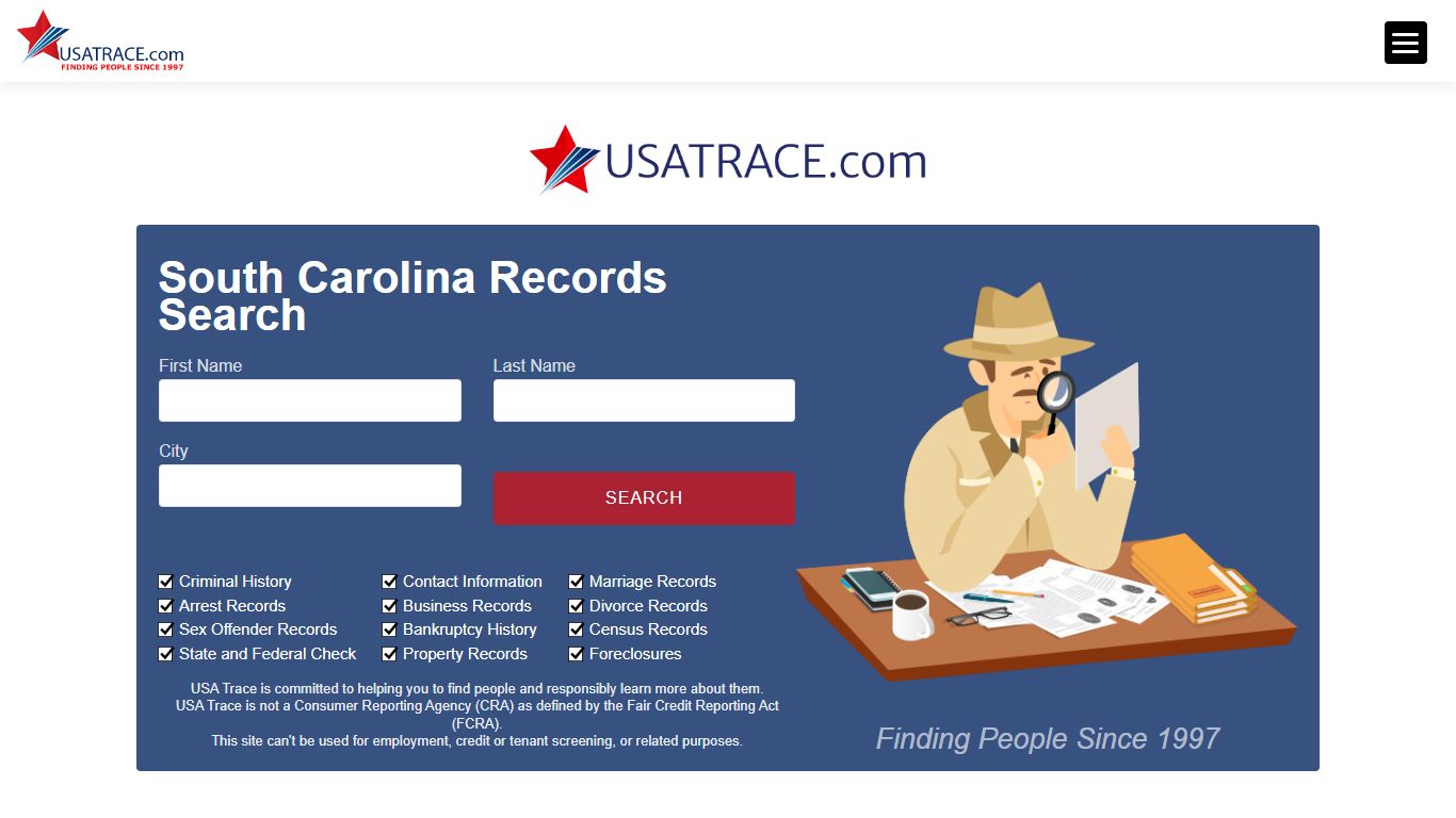 Free Background Check South Carolina - USATrace.com